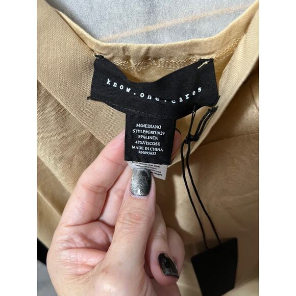 Know One Cares Linen Blend Cowl Neck Slip Midi Dress Beige Size L NWT Wedding - Picture 6 of 8